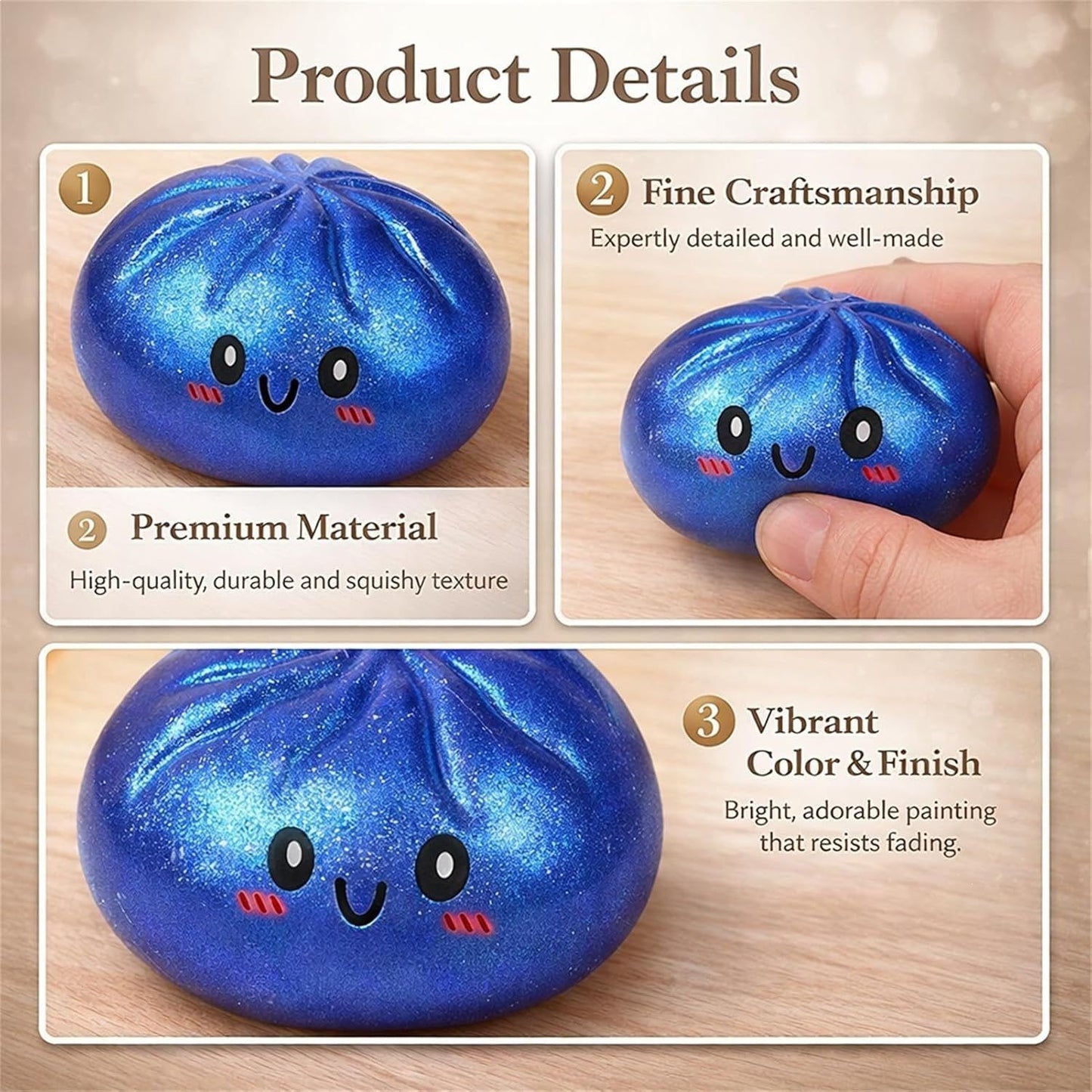 Simulated Smiley Steamed Bun Squishy Toy, Cute Stress Relief Plaything, Soft Slow-Rebound Texture, Adorable V1232-BZNNL004