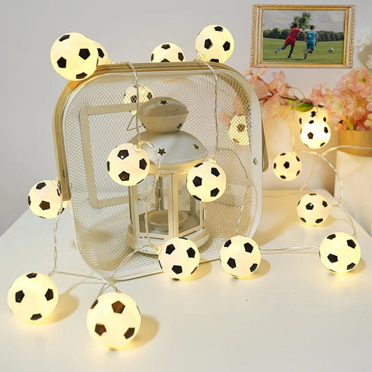 Football Shaped LED String Light, Warm Yellow Soft Glow, Cozy Decoration for Bedroom and Party. USB Powered, V1232-CD-ZQ-001