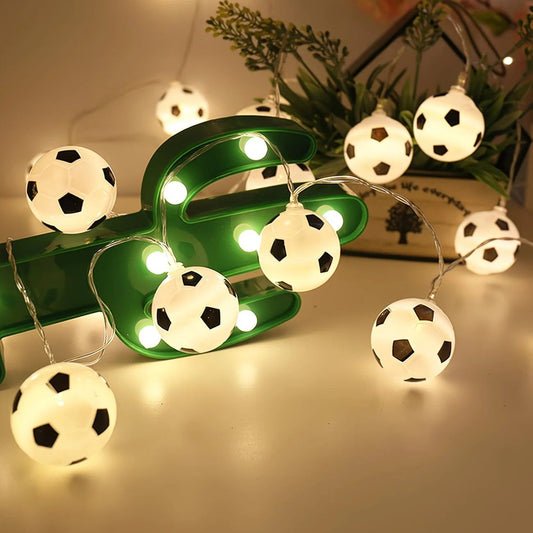 Football Shaped LED String Light, Warm Yellow Soft Glow, Cozy Decoration for Bedroom and Party. Battery V1232-CD-ZQ-002