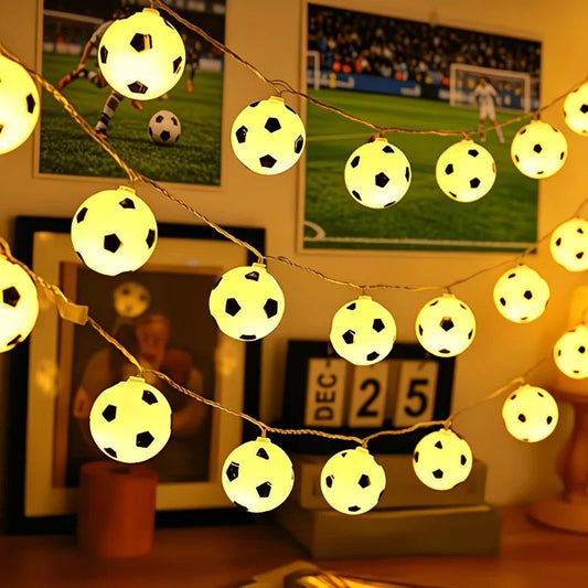Football Shaped LED String Light, Warm Yellow Soft Glow, Cozy Decoration for Bedroom and Party. Battery V1232-CD-ZQ3M-001