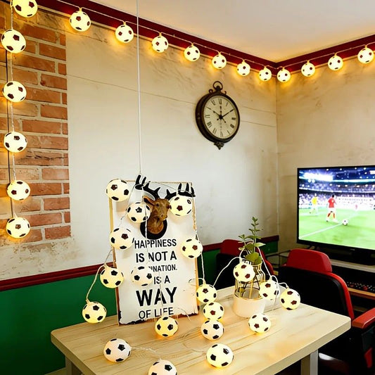 Football Shaped LED String Light, Warm Yellow Soft Glow, Cozy Decoration for Bedroom and Party. USB Powered, V1232-CD-ZQ3M-002