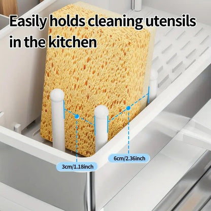No Drill 360 degrees Rotating Drain Sponge Holder with Tray Kitchen Sink Organizer(WHITE) V1232-CFLSLX001