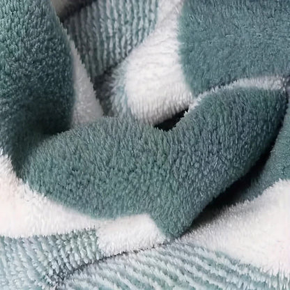 GREEN 12PCS Thick Absorbent Lint-Free Coral Fleece Kitchen Cleaning Cloth, Easily Removes Grease, Hangable V1232-CFMJ002