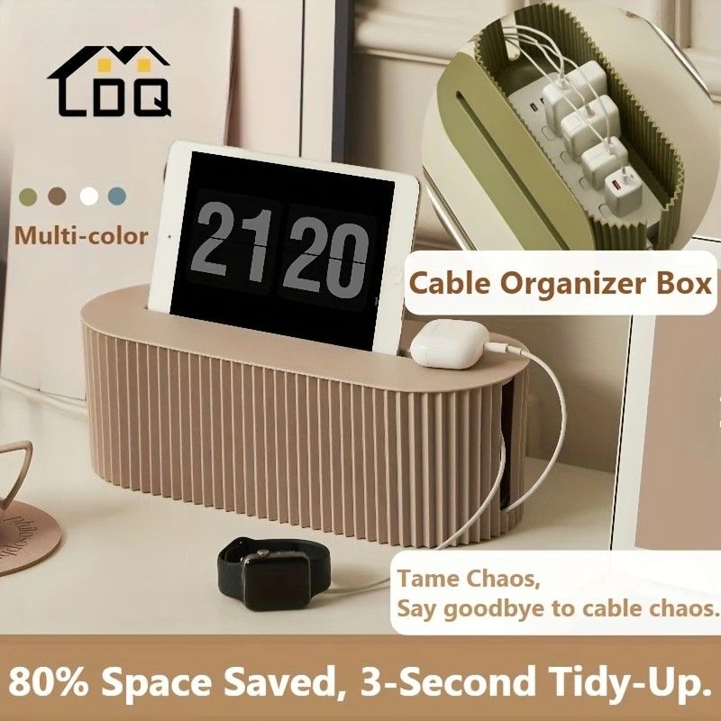 1 Multi-Scene Cable Storage Box Durable Desktop TV Cable Management System with Lid Scratch-Resistant Storage V1232-CPSNH001