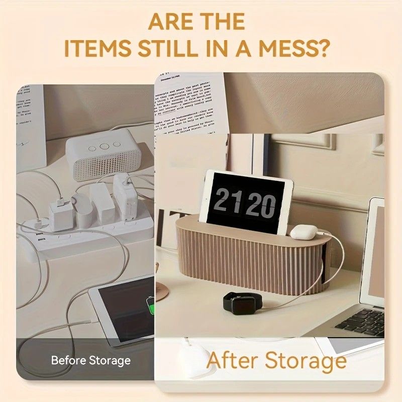 1 Multi-Scene Cable Storage Box Durable Desktop TV Cable Management System with Lid Scratch-Resistant Storage V1232-CPSNH001