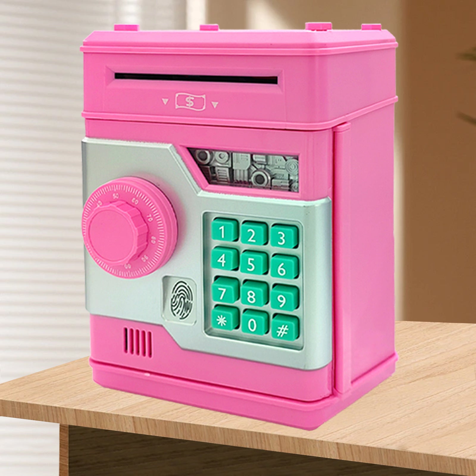 Children's Password Piggy Bank, Dual Lock,BLUE Automatic Bill Intake, Develops Savings Habit, Multiple Colors V1232-CQG001