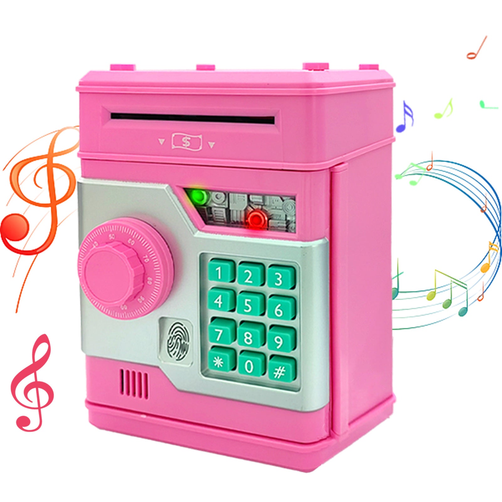 Children's Password Piggy Bank, Dual Lock,BLUE Automatic Bill Intake, Develops Savings Habit, Multiple Colors V1232-CQG001