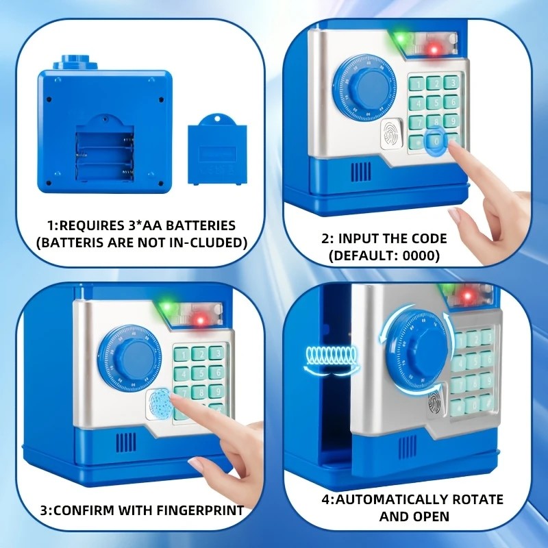 PINK Children's Password Piggy Bank, Dual Lock, Automatic Bill Intake, Develops Savings Habit, Multiple V1232-CQG002