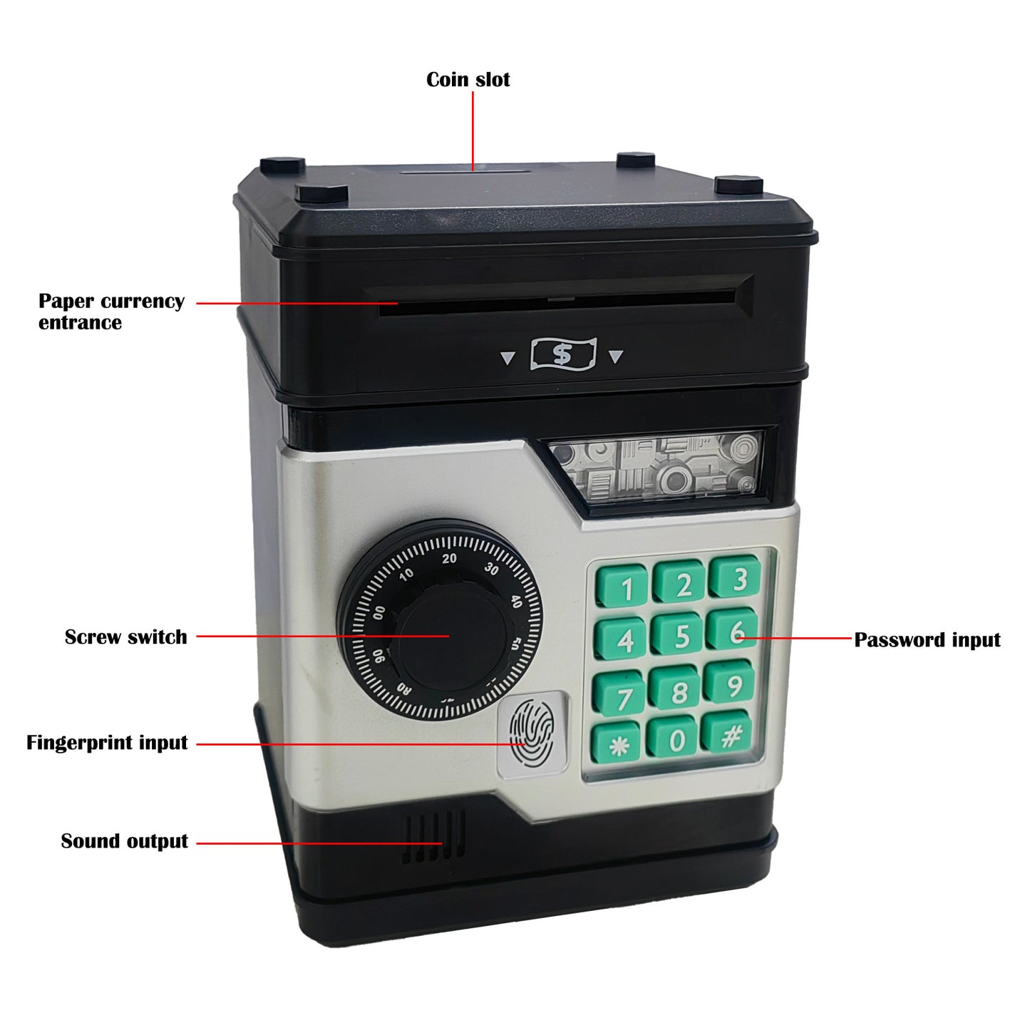 PINK Children's Password Piggy Bank, Dual Lock, Automatic Bill Intake, Develops Savings Habit, Multiple V1232-CQG002