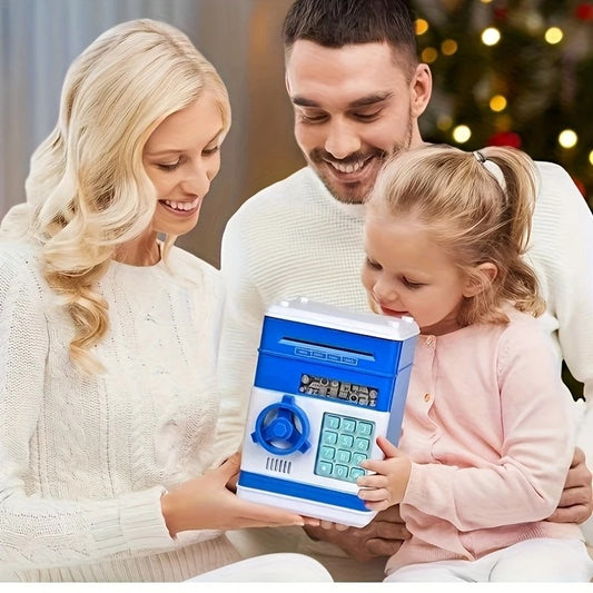 Children's Password Piggy Bank, Stores Coins & Paper Money, Auto Roll-Up, Sound & Light Interaction, Fosters V1232-CQG003