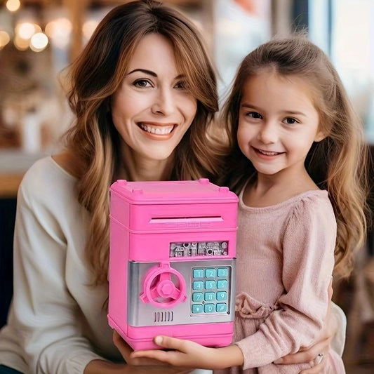 Children's Password Piggy Bank, Stores Coins & Paper Money, Auto Roll-Up, Sound & Light Interaction, Fosters V1232-CQG003