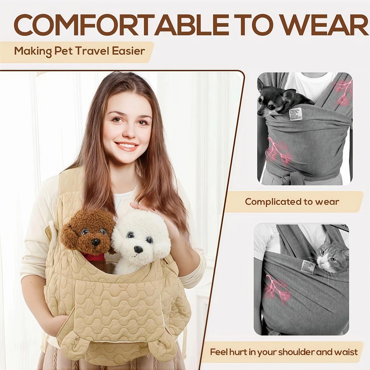 Pet Chest Carrier Front-Facing Backpack Small Dog Cat Breathable Carrier Hands-Free Sling(pink) V1232-CWBB001