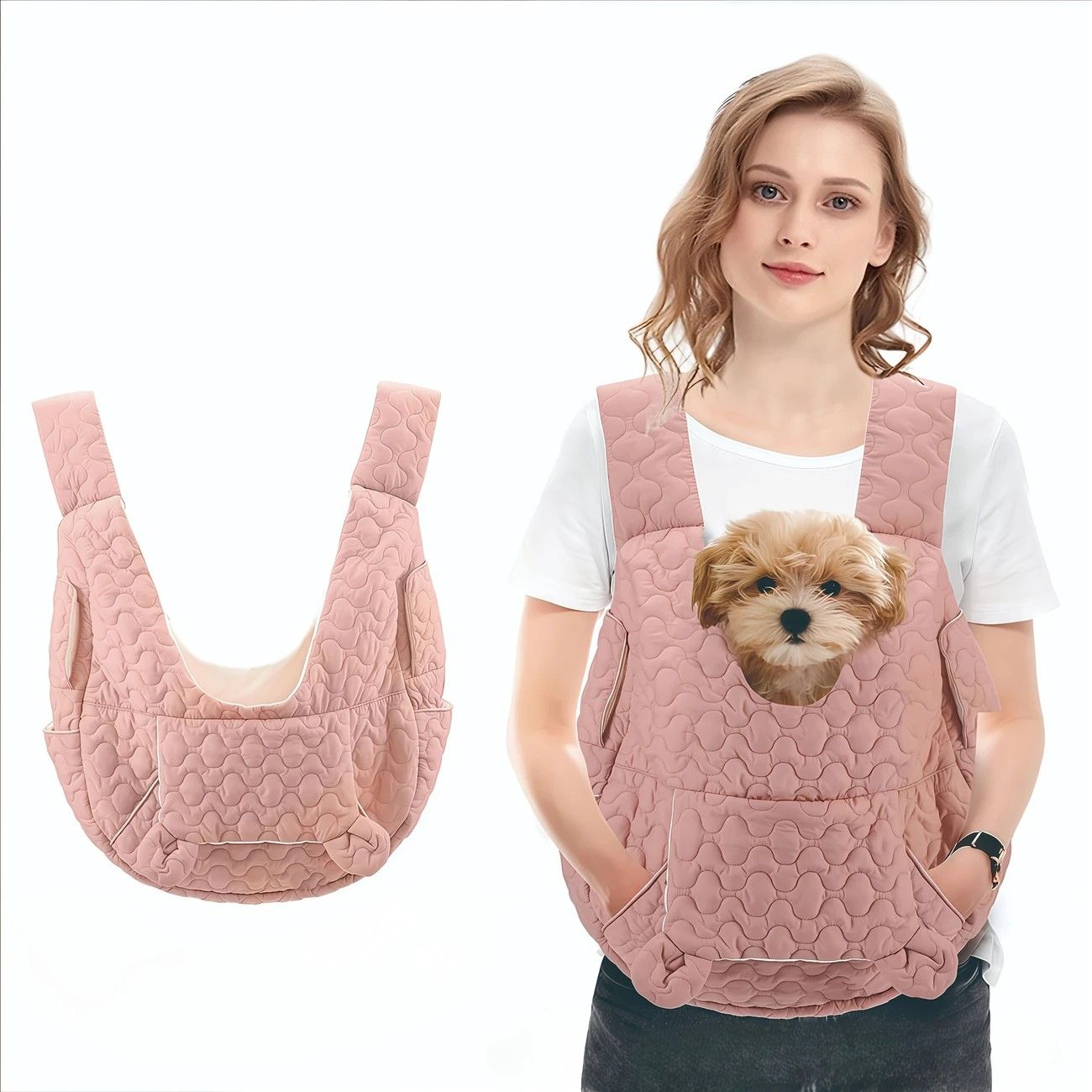 Pet Chest Carrier Front-Facing Backpack Small Dog Cat Breathable Carrier Hands-Free Sling(khaki) V1232-CWBB003