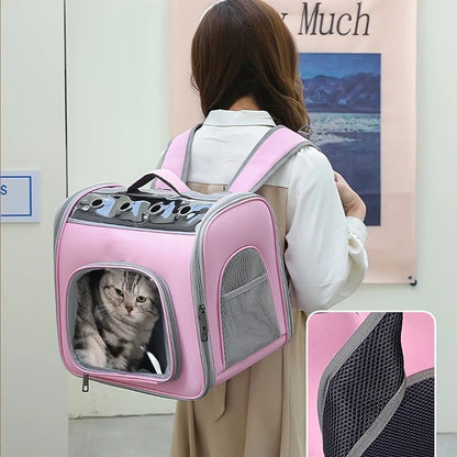 Pet Backpack Portable Transparent Foldable Comfort Design Hands-Free Travel for Cats Small Dogs(grey) V1232-CWTQBB002
