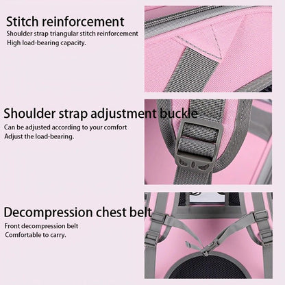 Pet Backpack Portable Transparent Foldable Comfort Design Hands-Free Travel for Cats Small Dogs(grey) V1232-CWTQBB002