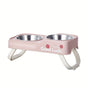 Dopamine Color Pet Bowl Set, Anti-Slip Adjustable Height Design for Small/Medium Dogs and Cats(pink) V1232-CWW002
