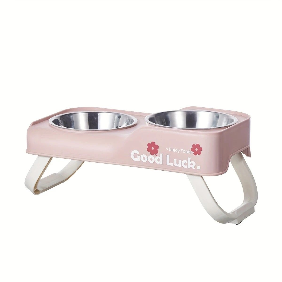 Dopamine Color Pet Bowl Set, Anti-Slip Adjustable Height Design for Small/Medium Dogs and Cats(pink) V1232-CWW002