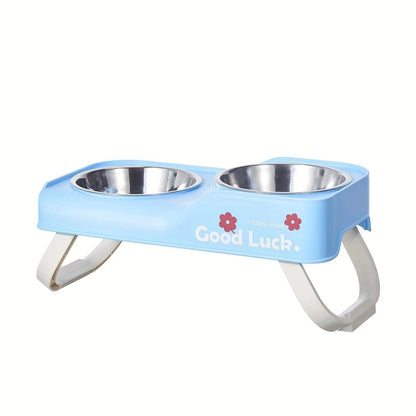 Dopamine Color Pet Bowl Set, Anti-Slip Adjustable Height Design for Small/Medium Dogs and Cats(pink) V1232-CWW002