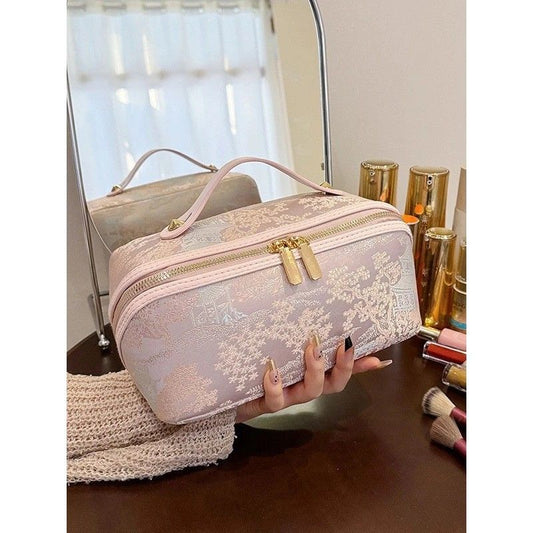 New Vintage-Style Makeup Bag, Portable Large-Capacity Hand-Wash Toiletry Bag, Cosmetic Organizer, Suitable V1232-CXHZSNB001