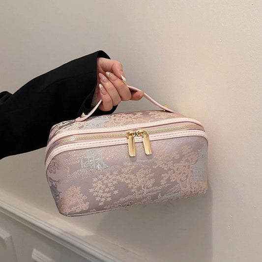 New Vintage-Style Makeup Bag, Portable Large-Capacity Hand-Wash Toiletry Bag, Cosmetic Organizer, Suitable V1232-CXHZSNB001