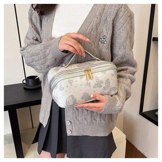 New Vintage-Style Makeup Bag, Portable Large-Capacity Hand-Wash Toiletry Bag, Cosmetic Organizer, Suitable V1232-CXHZSNB003