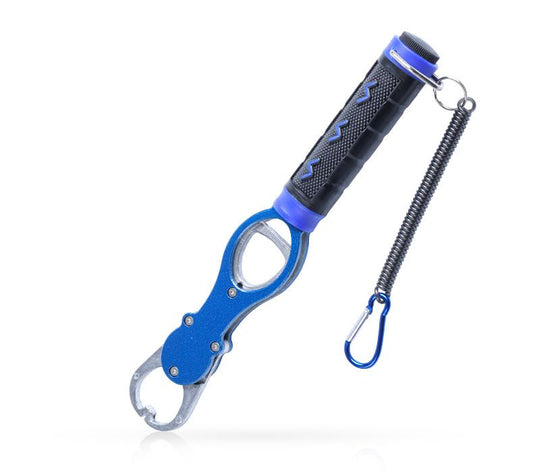 Aluminum Alloy Fish Control & Weighing Tool - Curved Jaw Anti-slip Lock, 18KG Instant Reading Scale(BLUE) V1232-DCKYQ002