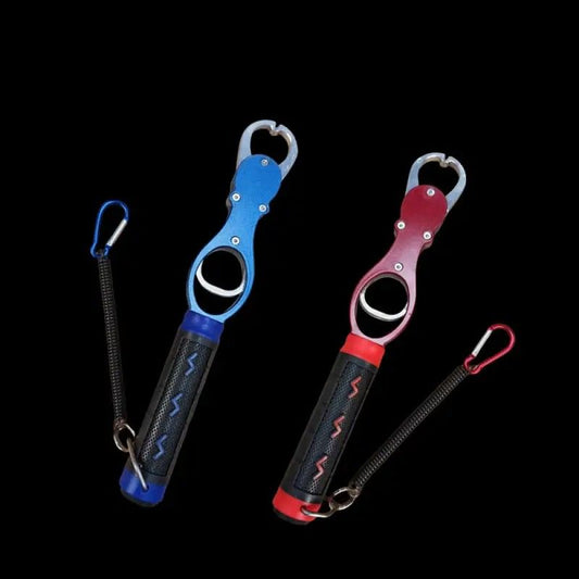 Aluminum Alloy Fish Control & Weighing Tool - Curved Jaw Anti-slip Lock, 18KG Instant Reading Scale(BLUE) V1232-DCKYQ002