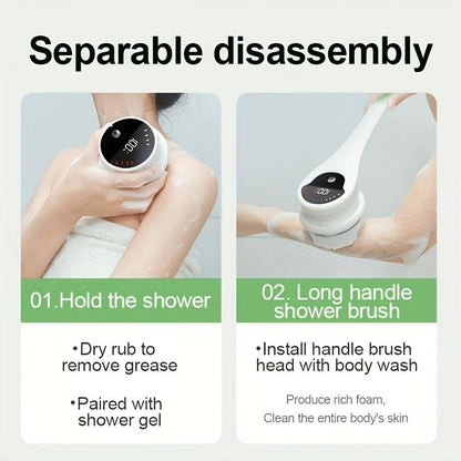 Multi-Function Electric Body Brush: 360 degrees Rotation, Auto-Cleaning, 5 Brush Heads, 3-Speed Adjustment, V1232-DDMYS002