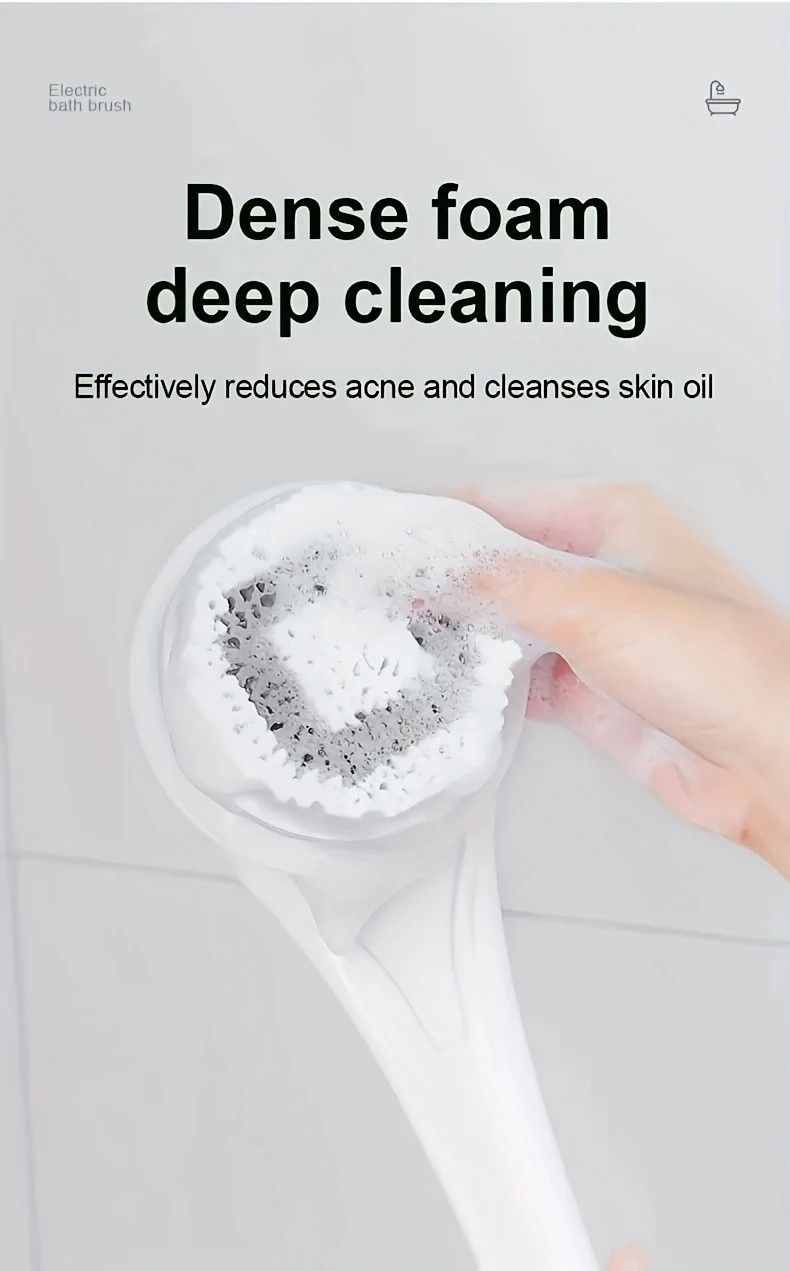 Multi-Function Electric Body Brush: 360 degrees Rotation, Auto-Cleaning, 5 Brush Heads, 3-Speed Adjustment, V1232-DDMYS002