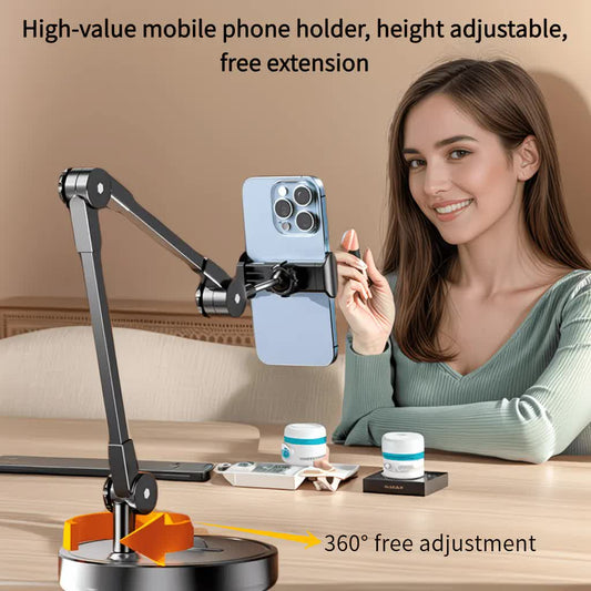 Robust and Adjustable Carbon Steel Phone Holder - Features a 360 degrees Rotating Flexible Long Arm, Durable V1232-DGNSJZJ001