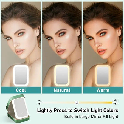 Portable 3-Light LED Makeup Mirror with Organizer - Travel Vanity Case, Rechargeable Touch Control Makeup Box V1232-DJZHZSSH0011