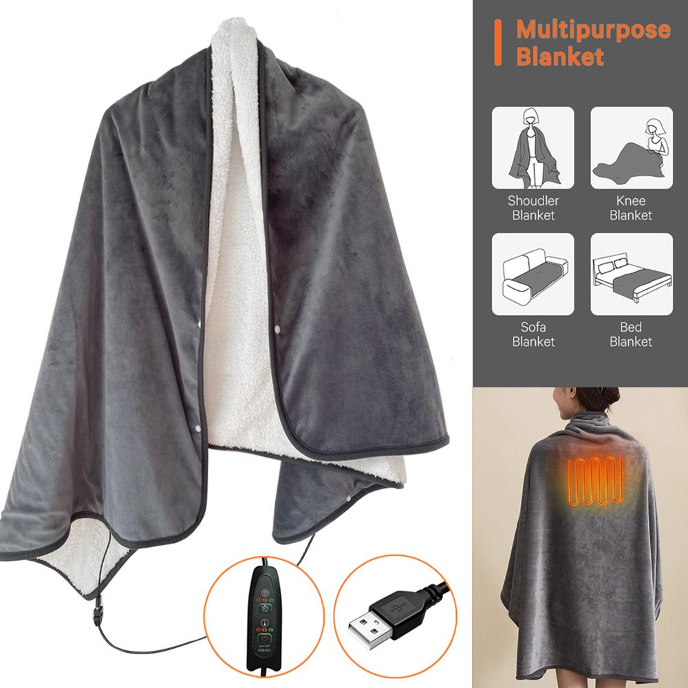 3-Setting Electric Heating Shawl | USB Rapid Warming, Portable & Machine Washable, Multifunctional Warming V1232-DRT001