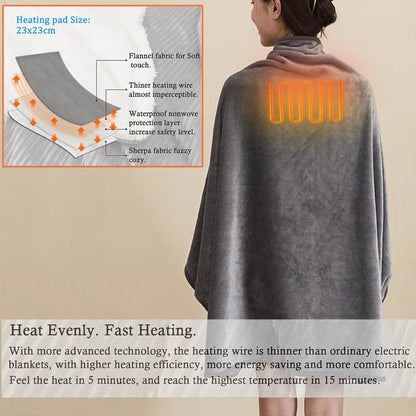 3-Setting Electric Heating Shawl | USB Rapid Warming, Portable & Machine Washable, Multifunctional Warming V1232-DRT001