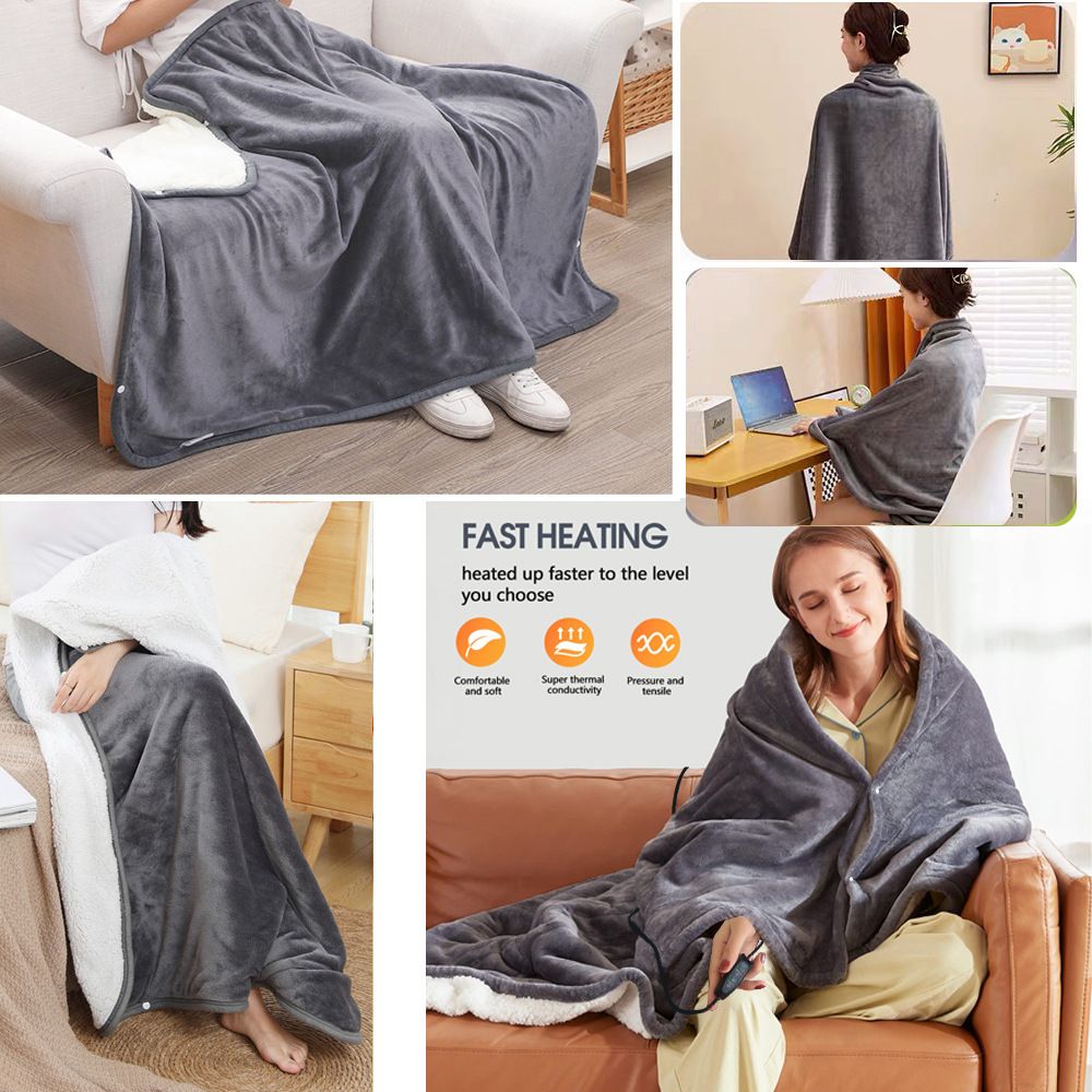 3-Setting Electric Heating Shawl | USB Rapid Warming, Portable & Machine Washable, Multifunctional Warming V1232-DRT001