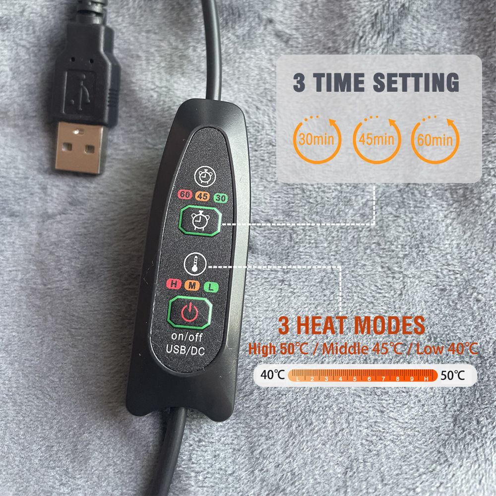 3-Setting Electric Heating Shawl | USB Rapid Warming, Portable & Machine Washable, Multifunctional Warming V1232-DRT001