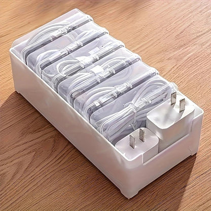 Transparent cable organizer, 7 small + 1 large combo design. Lightweight and durable, stores data cables and V1232-DXSNHQJY001