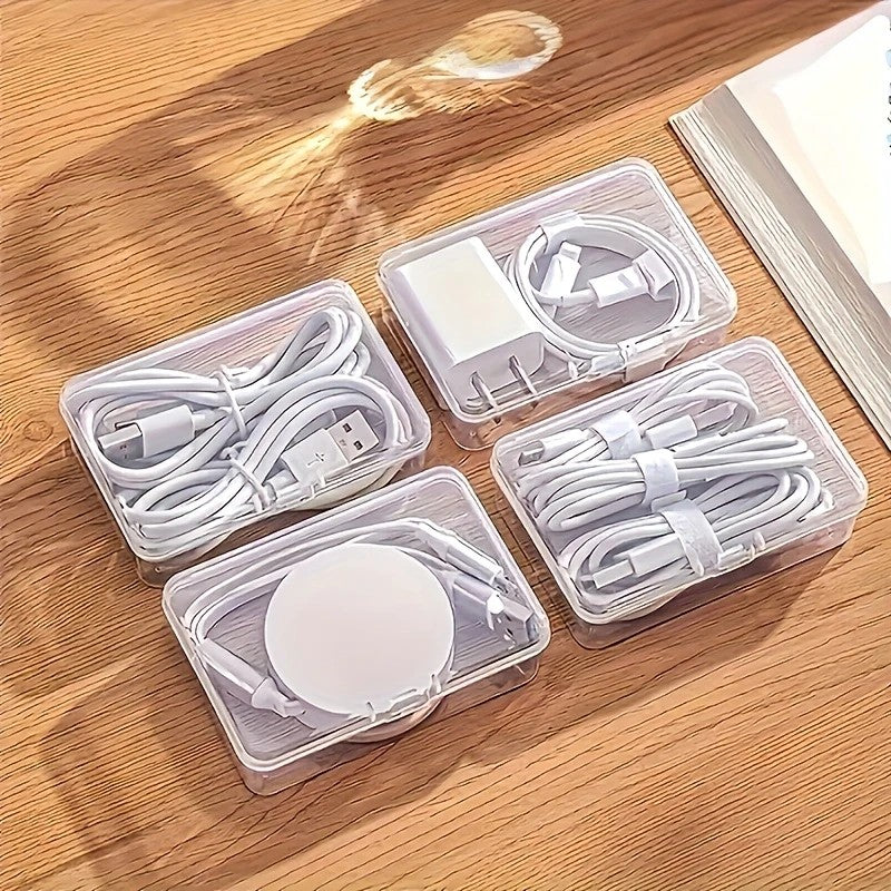 Transparent cable organizer, 7 small + 1 large combo design. Lightweight and durable, stores data cables and V1232-DXSNHQJY001