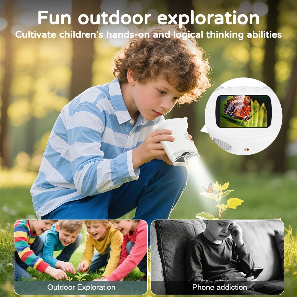 Children's 1000X Digital Microscope 2.4 Inch IPS Screen Portable Mini LED Microscope with Photo Video and PC V1232-ETXWJ001