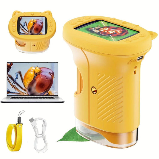 Children's 1000X Digital Microscope 2.4 Inch IPS Screen Portable Mini LED Microscope with Photo Video and PC V1232-ETXWJ002