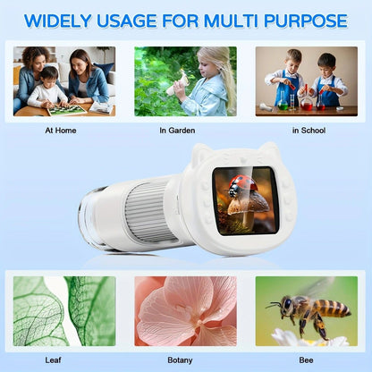 Children's 1000X Digital Microscope 2.4 Inch IPS Screen Portable Mini LED Microscope with Photo Video and PC V1232-ETXWJ003