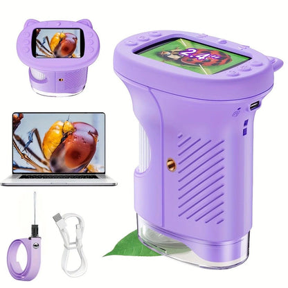 Children's 1000X Digital Microscope 2.4 Inch IPS Screen Portable Mini LED Microscope with Photo Video and PC V1232-ETXWJ003