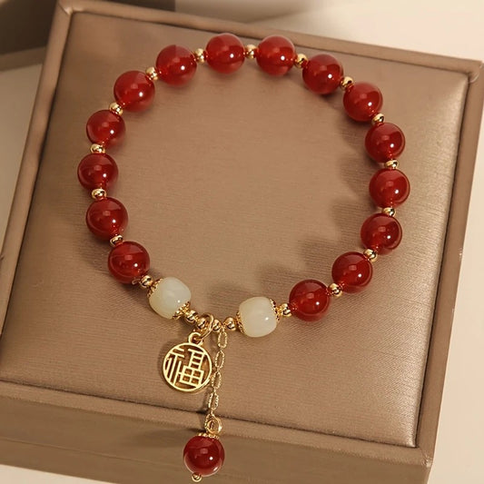2PCS Versatile Fortune Bracelet, Retro Chinese-style Red "Fu" Character Women's Bracelet, Mother's Day Gift V1232-FGFZSL001