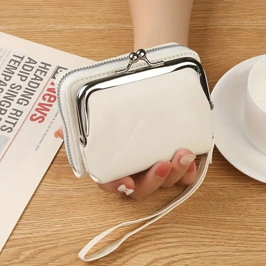 Vintage Leather Mini Bag, classic kiss-lock closure, multi-layer compartment storage, lightweight and V1232-FGLQB002