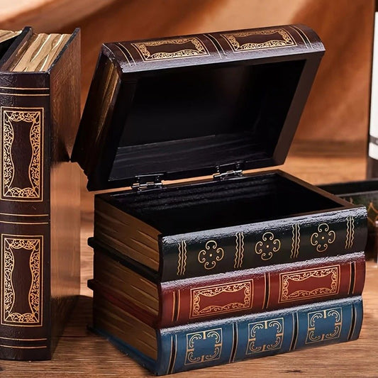 European Vintage Faux Book Storage Box, Combines Decoration & Organization, Perfect for Study, Living Room & V1232-FGSNH001