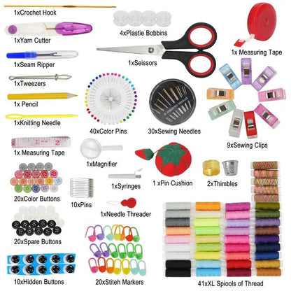 229-Piece Chili Edition Sewing Kit: 41 Color Threads + Full Accessories + Portable Case - Perfect for Home V1232-FRGJB001