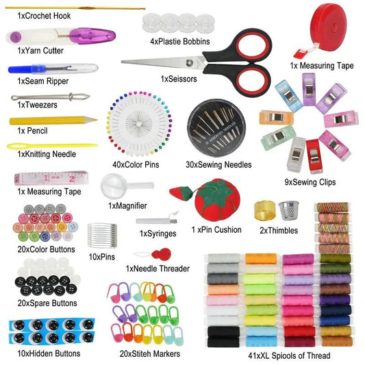 229-Piece Chili Edition Sewing Kit: 41 Color Threads + Full Accessories + Portable Case - Perfect for Home V1232-FRGJB001