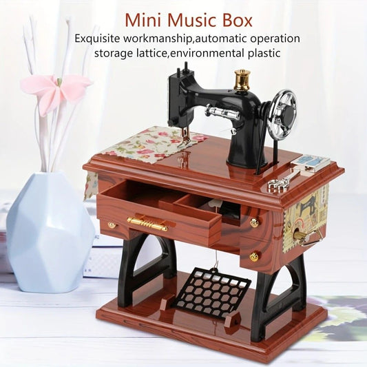 Vintage Sewing Machine Music Box - Winding Out Melodies of Time, Preserving Memories of the Years V1232-FRJYYH001