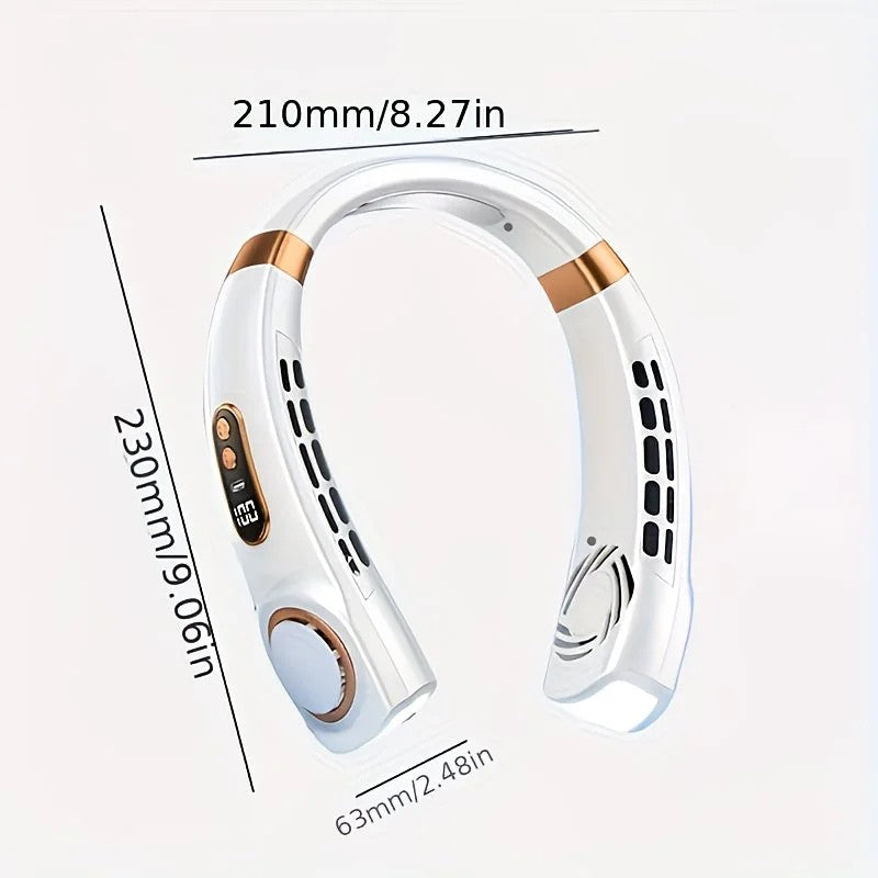 New Neck Hanging Fan Portable Mini USB Fan Personal Cooling Turbine Small Charging Quiet Lazy-Friendly.BLUE V1232-GBFS003