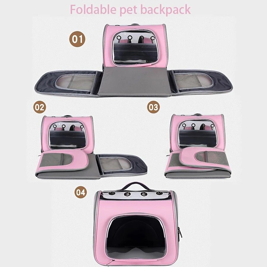 Pet Backpack Portable Transparent Foldable Comfort Design Hands-Free Travel for Cats Small Dogs(BLUE) V1232-GGBB001