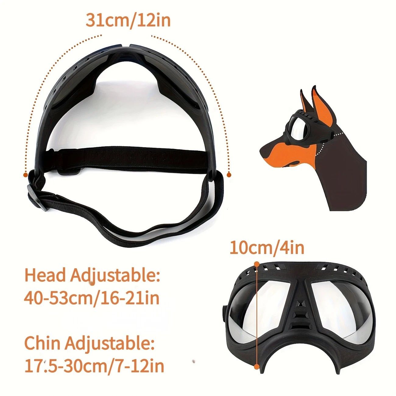 Large Dog Goggles | Windproof, Snowproof, UV Protection, Flexible Frame Sunglasses for Outdoor V1232-GGHMJ001